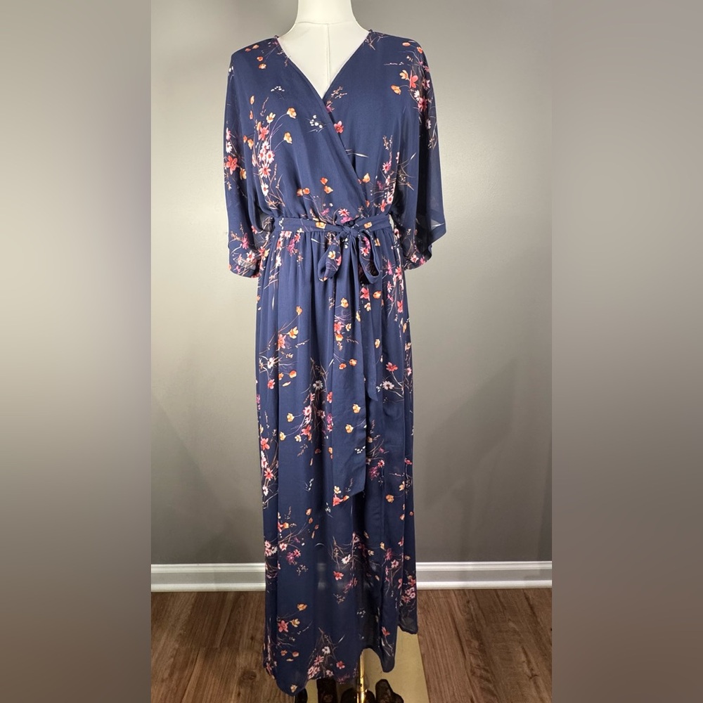 Like New Floral Navy Wrap Dress